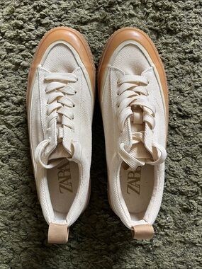 Zara Ecru Rubber Sole Sneakers